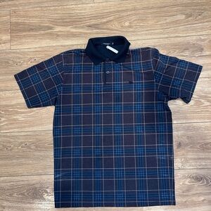 Men's Burberry London Plaid Polo Shirt - Black and Blue